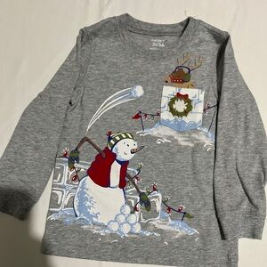 Carter's Gray Snowman and Reindeer Long Sleeve Tee